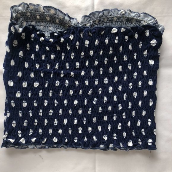 Urban Outfitters Blue and White Cropped Tube Top - Picture 3 of 4